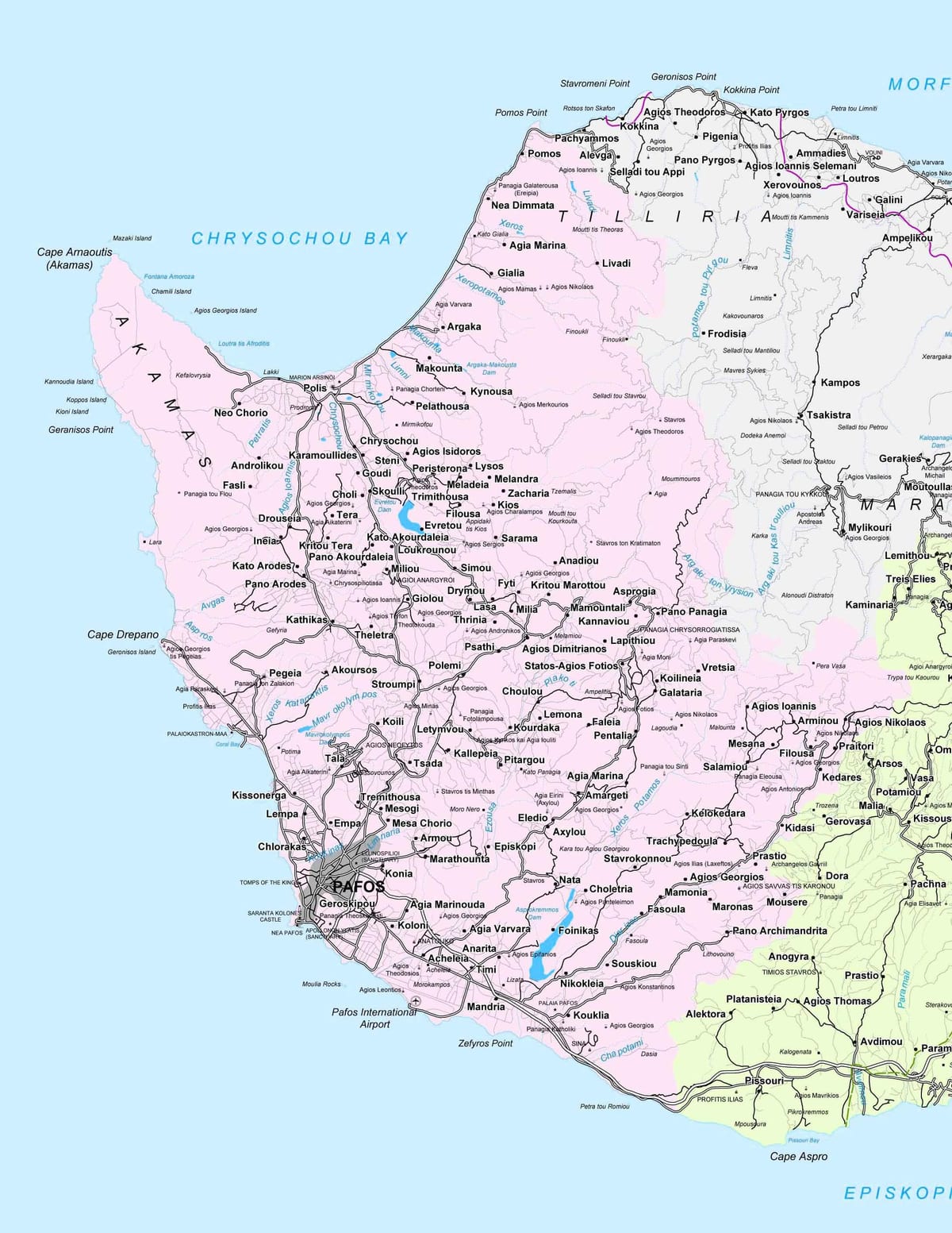 žemėlapis paphos, Kipras