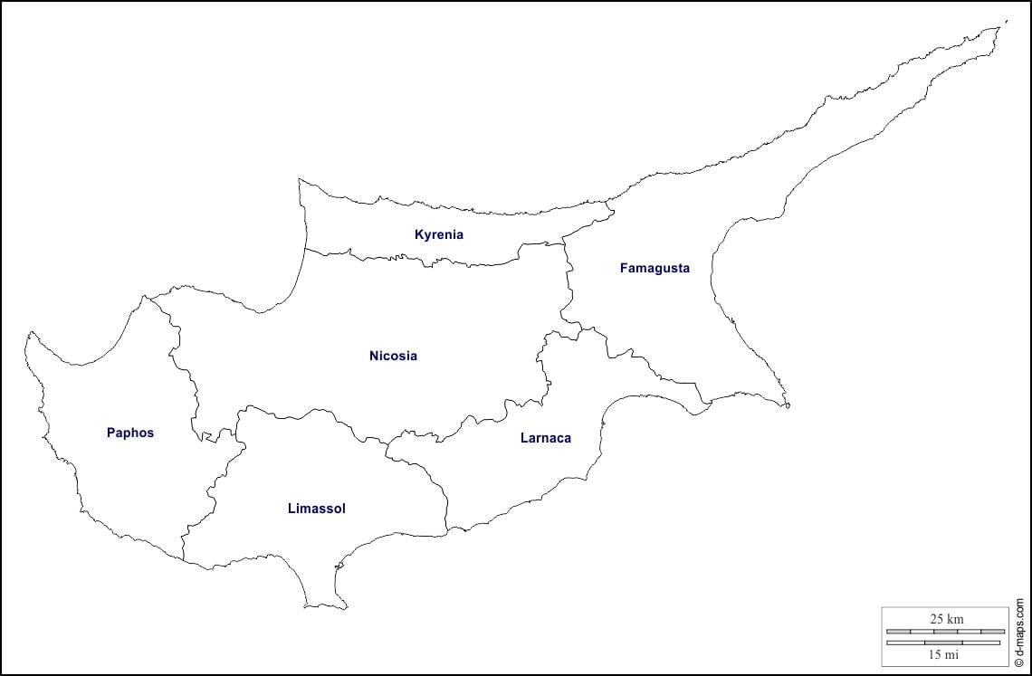 Žemėlapis Kipro kontūro