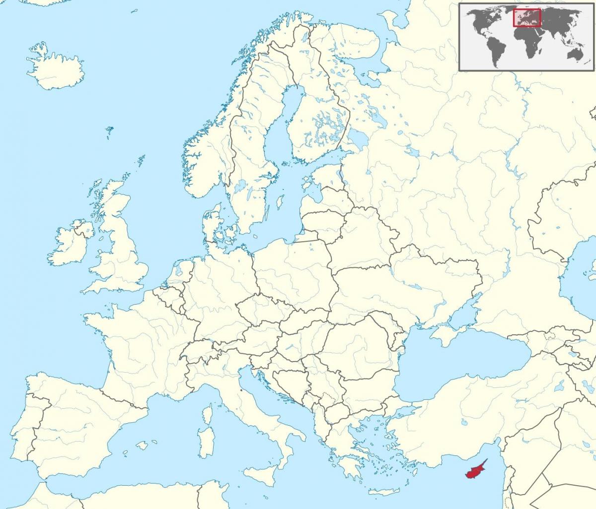 pasaulio žemėlapis, kuriame Kipras