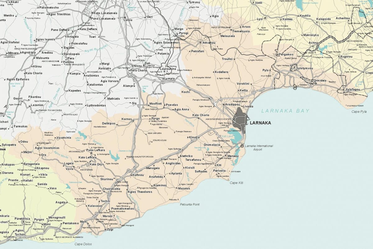 Žemėlapis larnaca, Kipras