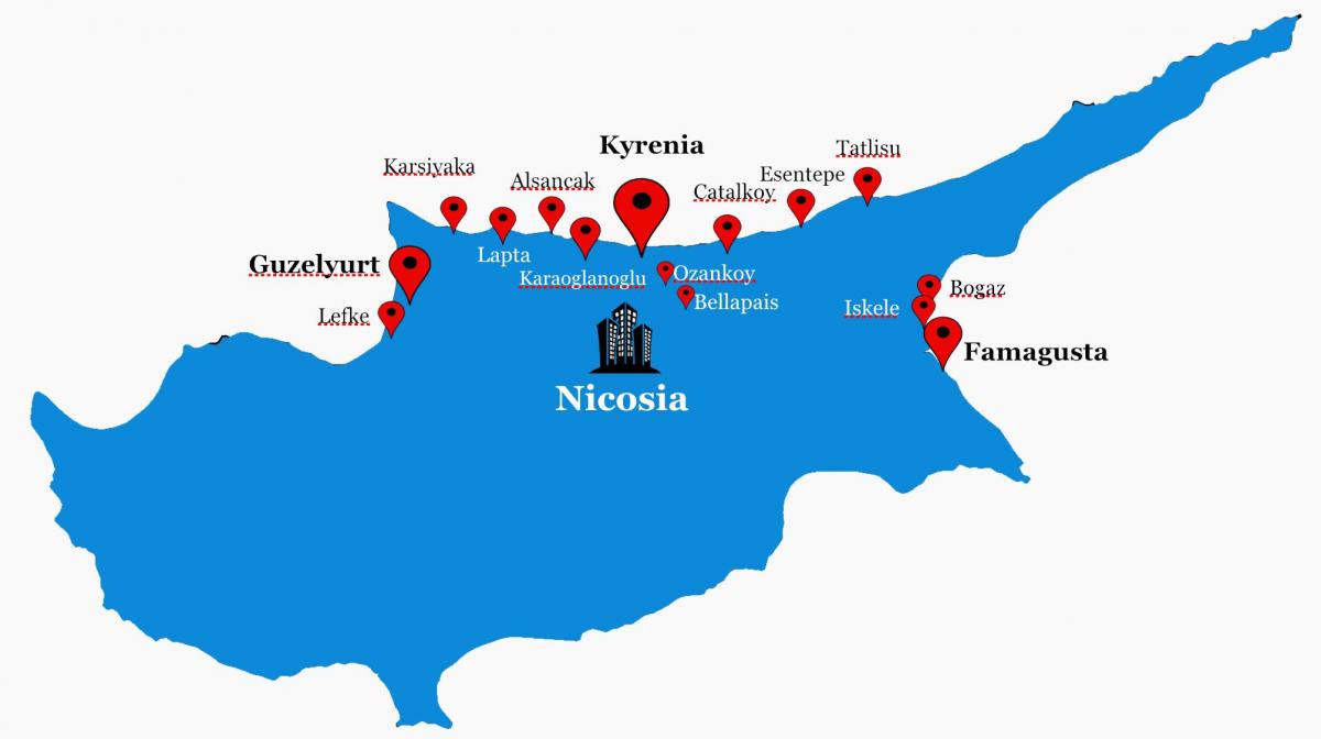 šiaurės Kipras kelių žemėlapis