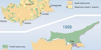 Turkijos dalis Kipro žemėlapis